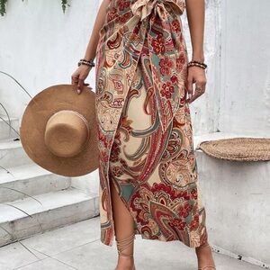 Paisley Print Maxi Skirt - Multicolor